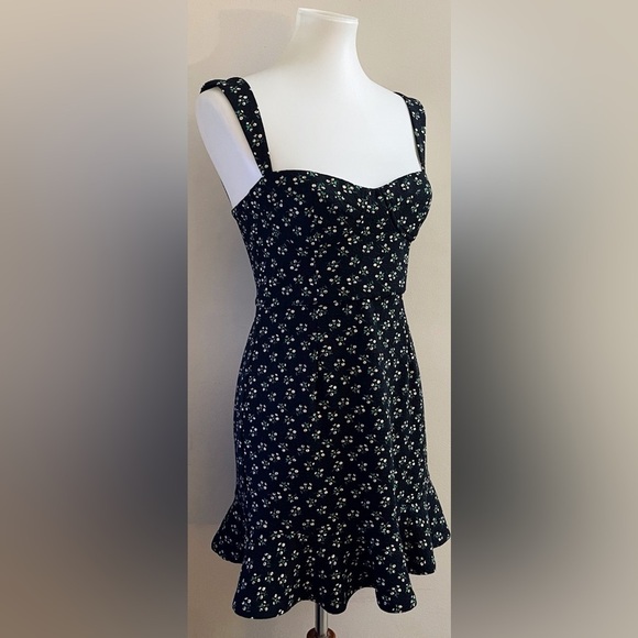 Anthropologie Hutch Ditzy Corset Black Floral Mini Dress Twee Indie Boho - Picture 3 of 8